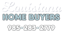 Louisiana Home Buyers Logo - white- teal- trans w phone