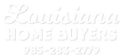 Louisiana Home Buyers Logo with 985 number white trans Louisiana Home Buyers Logo with 985 number white trans